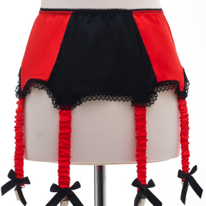 Luxus Red Black Garter Belt 6 straps